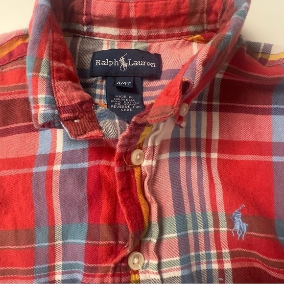 Ralph Lauren Polo Brushed Cotton Flannel Button Up red Plaid Shirt - Picture 3 of 3